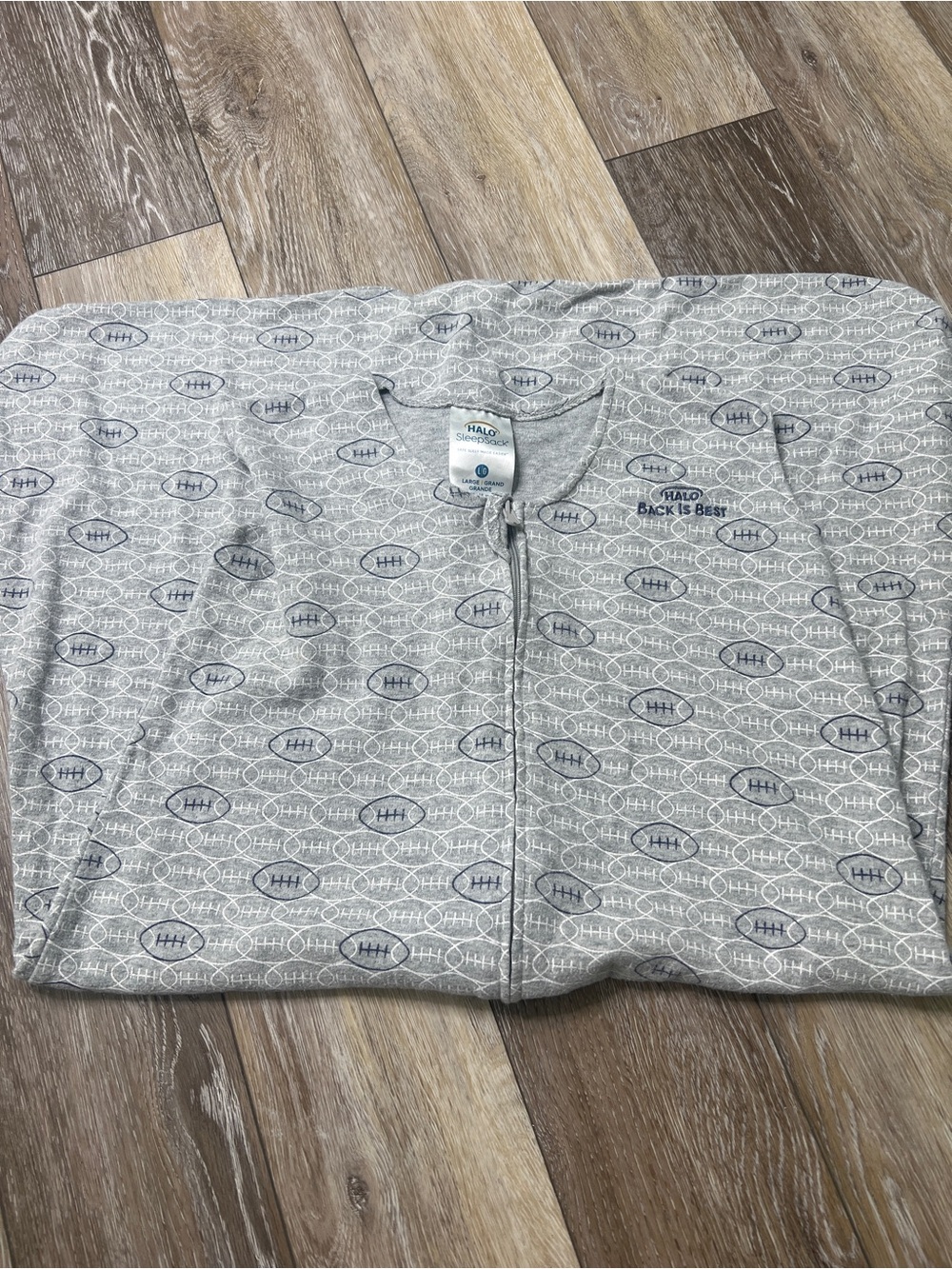 Halo Gray and Navy Football Print SleepSack